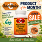 Betsy's Basics Magnesium Glycinate 400 mg supplement bottle on a promotional product-of-the-month graphic with sale badges, health claims, and decorative leaves.