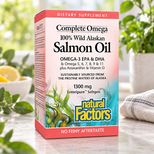 COMPLETE OMEGA 100% WILD ALASKAN SALMON OIL 1300 MG 90 SG BY NATURAL FACTORS 