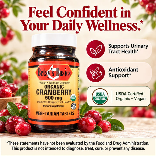 Betsy_s Basics Organic Cranberry 500 mg Vegetarian Tablets