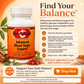 A promotional product graphic for Betsy's Basics Advanced Blood Sugar Support supplement. The image shows a white plastic bottle with an orange label, alongside informational text, ingredient callouts, and a 'Shop Now' button on a warm beige background.