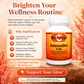 Betsys Basics bottle of Astaxanthin 4 mg with key selling points on a salmon background with seaweed