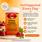 A bottle of Betsy's Basics Urinary Formula probiotic capsules shown on a warm beige background with cranberries and promotional text. The bottle is white with a bright orange label, and the image includes marketing copy about urinary, digestive, and immune support.