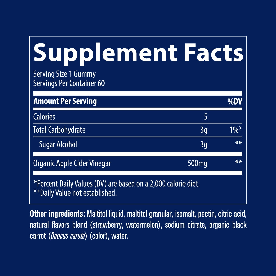 Trace Apple Cider Vinegar Gummies Supplement Facts