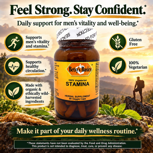 Betsy_s Basics Stamina Herbal Supplement Veggie Caps