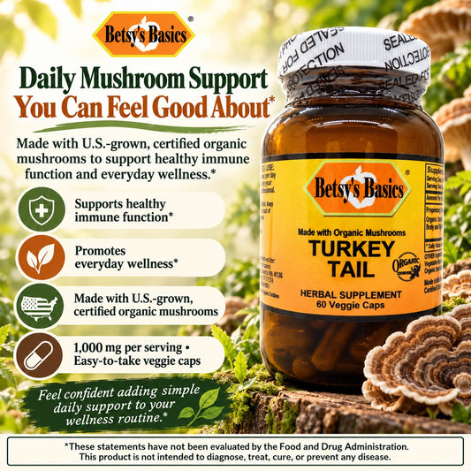 Betsy_s Basics Made With Organic Mushrooms Turkey Tail Veggie Caps