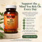 A bottle of Betsy's Basics Magtein Magnesium L-Threonate dietary supplement capsules on a light beige background with informational text and graphics about cognitive function and brain health.