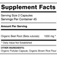 A black and white Supplement Facts label showing serving size 2 capsules, 45 servings per container, and active ingredient Organic Beet Root (Beta vulgaris) at 1000 mg.