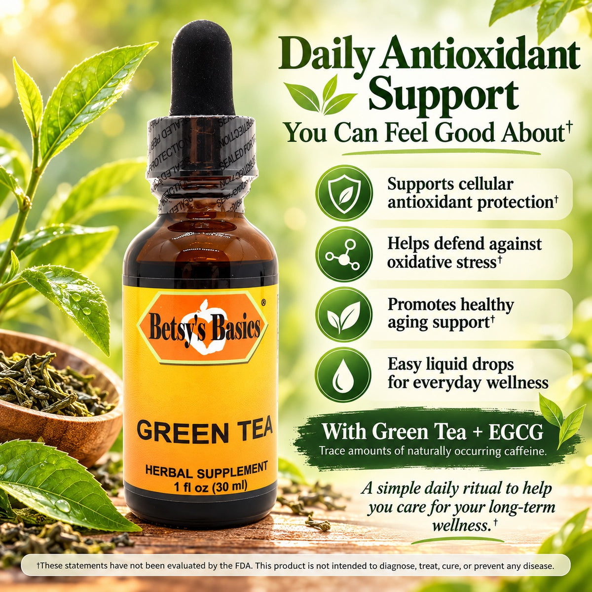 Betsy_s Basics Green Tea Liquid Herbal Supplement