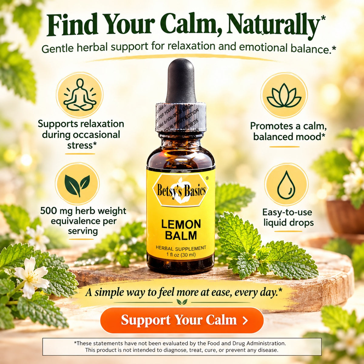 Betsy_s Basics Lemon Balm Liquid Supplement