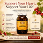 A bottle of Bet's Bakes Hawthorn herbal supplement displayed on a wooden surface with red berries and green leaves around it. The ad includes promotional text highlighting heart health benefits and a 'Shop Hawthorn' call-to-action button.