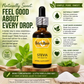 a bottle of Betsys Basics Stevia on a green background with stevia plant in the background and stating key selling points