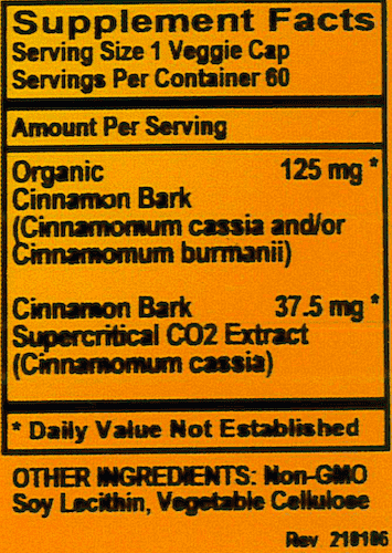 Betsy_s Basics Cinnamon Liquid Vegetable Caps Supplement Facfs
