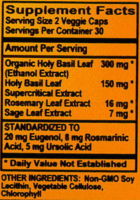 Betsy_s Basics Holy Basil Super Critical Plus Full Spectrum Supplement Facts