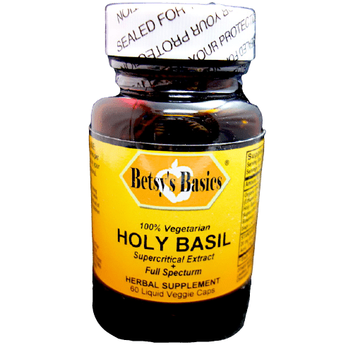 Betsy_s Basics Holy Basil Supercritical Extract and Full Spectrum Liquid Veggie Caps