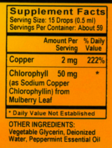 Betsy_s Basics Chlorophyll with Copper Supplement Facts