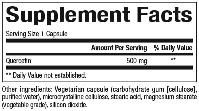 Natural Factors Quercetin 500 mg Supplement Facts
