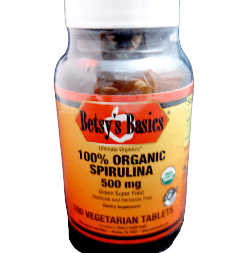 Betsy_s Basics 100 percent Organic Spirulina 500 mg Vegetarian Tablets