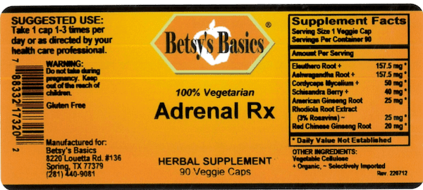 Betsy_s Basics Adrenal Rx Supplement Facts