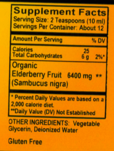 Betsy_s Basics Sambucus Elderberry Syrup Supplement Facts