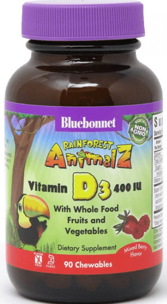 Bluebonnet Nutrition RAINFOREST ANIMALZ® VITAMIN D3 400 IU FOR CHILDREN MIXED BERRY FLAVOR