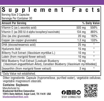 Bluebonnet Nutrition Targeted Choice EyeCare Supplement Facts