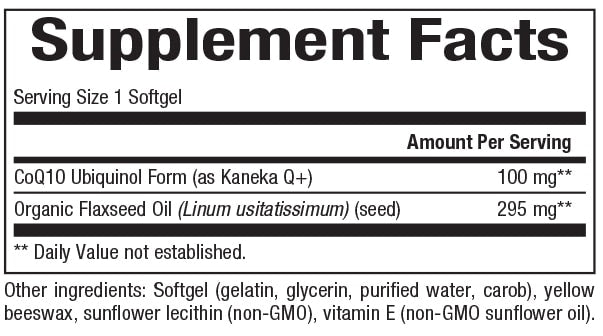 Natural Factors Ubiquinol Active CoQ10 100 mg Supplement Facts