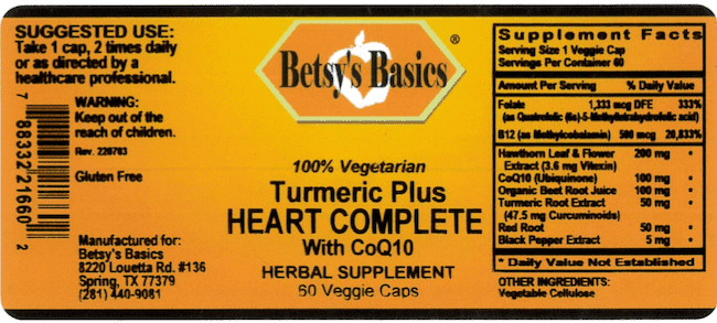 Betsy_s Basics Turmeric Plus Heart Complete Supplement Facts