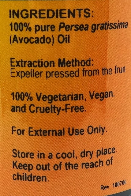 Betsy_s Basics Acocado Carrier Oil Ingredients