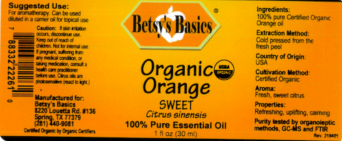 Betsy_s Basics Organic Orange Sweet Essential Oil