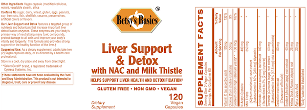 Betsy_s Basics Liver Support and Detox with NAC and Milk Thistle Full Label