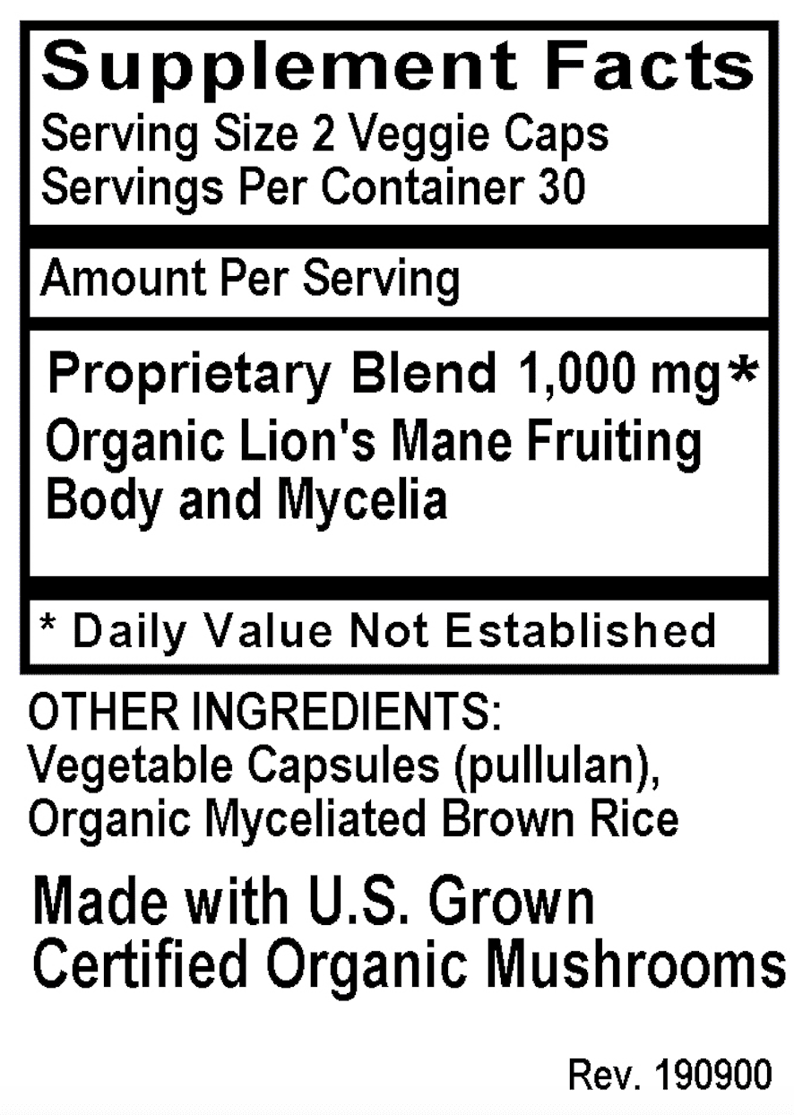Betsy_s Basics Organic Lion_s Mane Supplement Facts