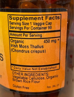 Betsy_s Basics Irish Moss Veggie Caps Supplement Facts