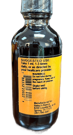 Betsy_s Basics Stone Breaker Liquid Herbal Supplement Left Panel