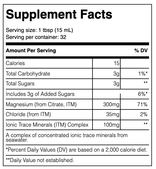 Trace Minerals Liquid Magnesium 300 mg Supplement Facts