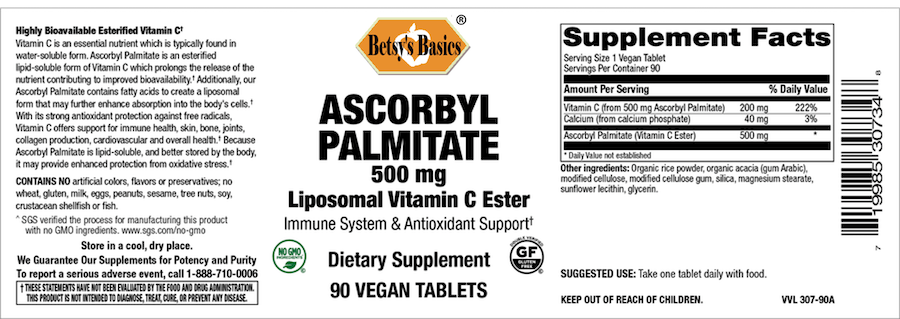 Betsy_s Basics Ascorbyl Palmitate 500 mg Liposomal Vitamin C Ester