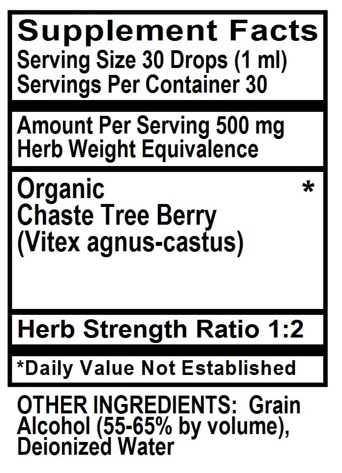 Betsy-s Basics Chaste Tree liquid Supplement Facts