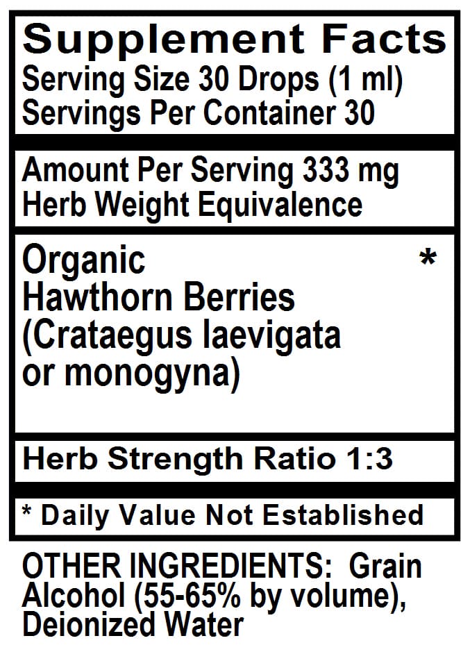 Betsy-s Basics Hawthorn Liquid Supplement Facts