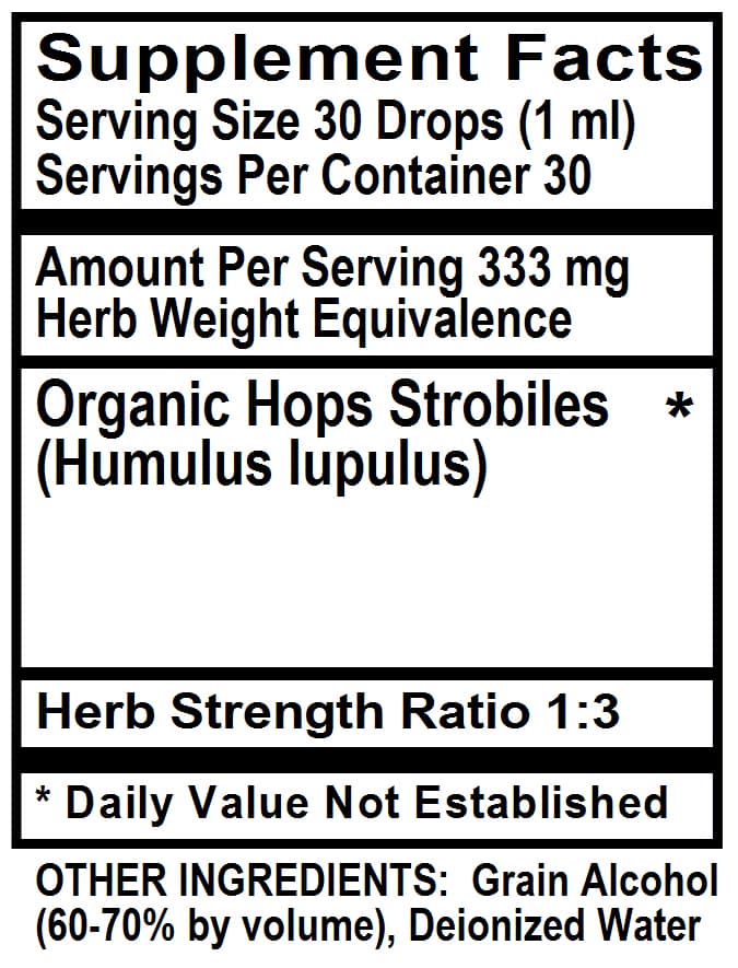 Betsy-s Basics Hops Liquid Extract Supplement Facts