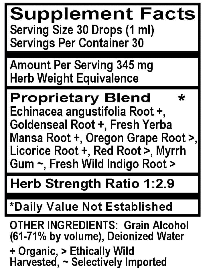 Betsy_s Basics Echinacea Goldenseal Liquid Supplement Facts