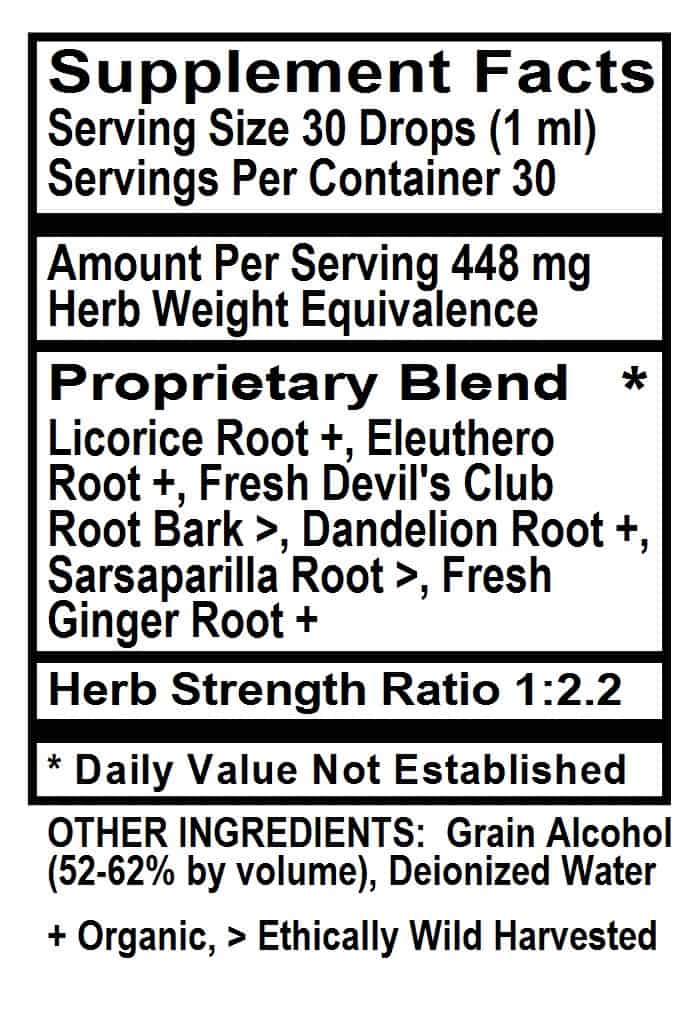 Betsy_s Basics Adren-Aid Liquid Herbal Formula Supplement Facts