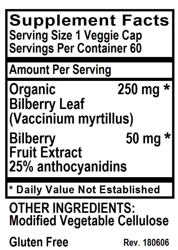 Betsy's Basics Bilberry Supplement Facts