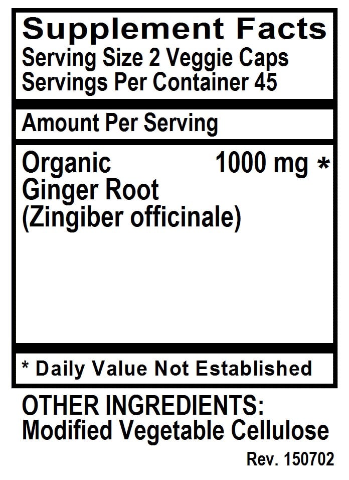 Betsy's Basics Ginger Supplement Facts