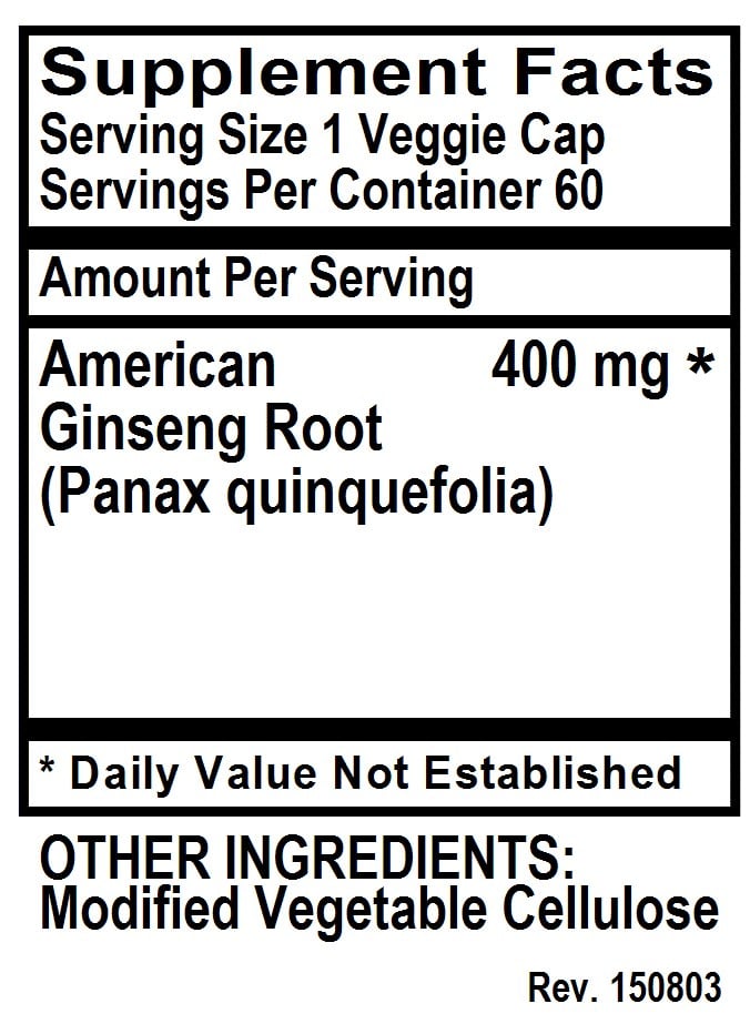 Betsy's Basics American Ginseng Supplement Facts
