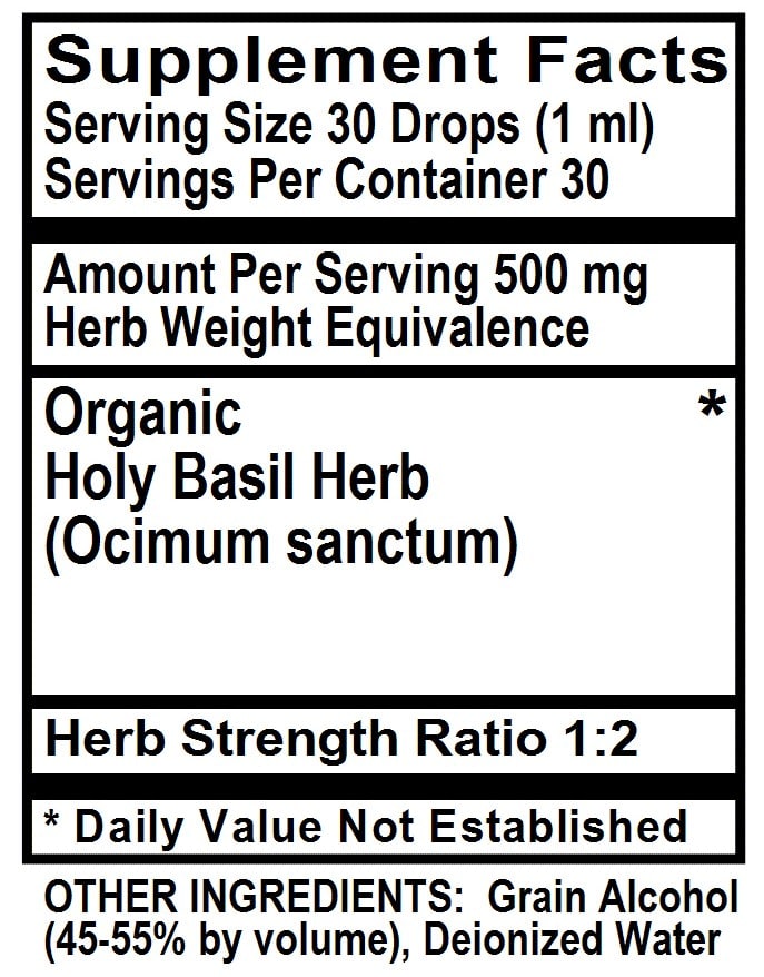 Betsy's Basics Holy Basil Supplement Facts