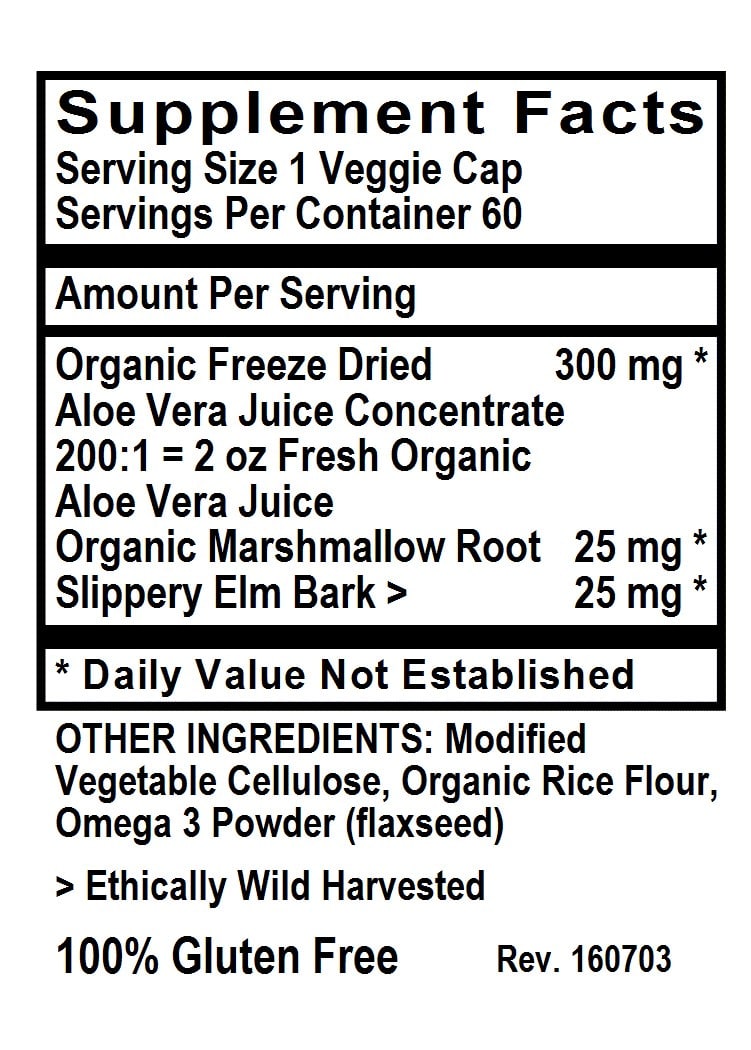 Betsy's Basics Aloe Vera Plus Supplement Facts
