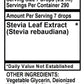 Betsy_s Basics Flavored Stevia Chocolate Supplement Facts