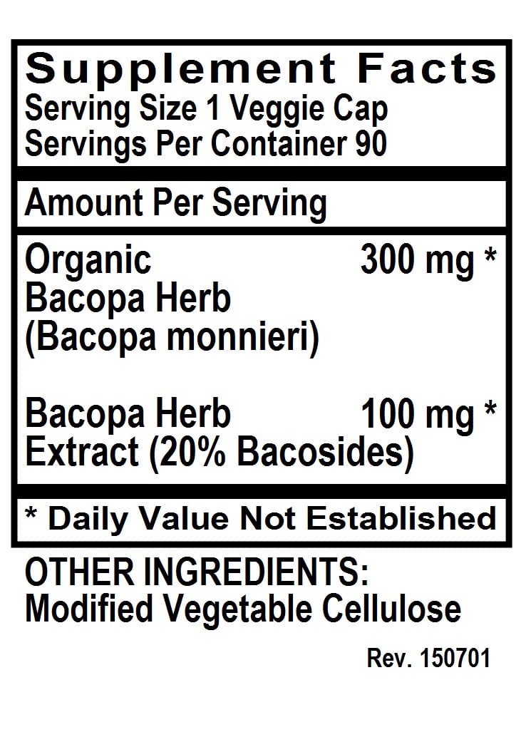 Betsy's Basics Bacopa Supplement Facts