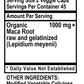 Betsy's Basics Maca Root Supplement Facts