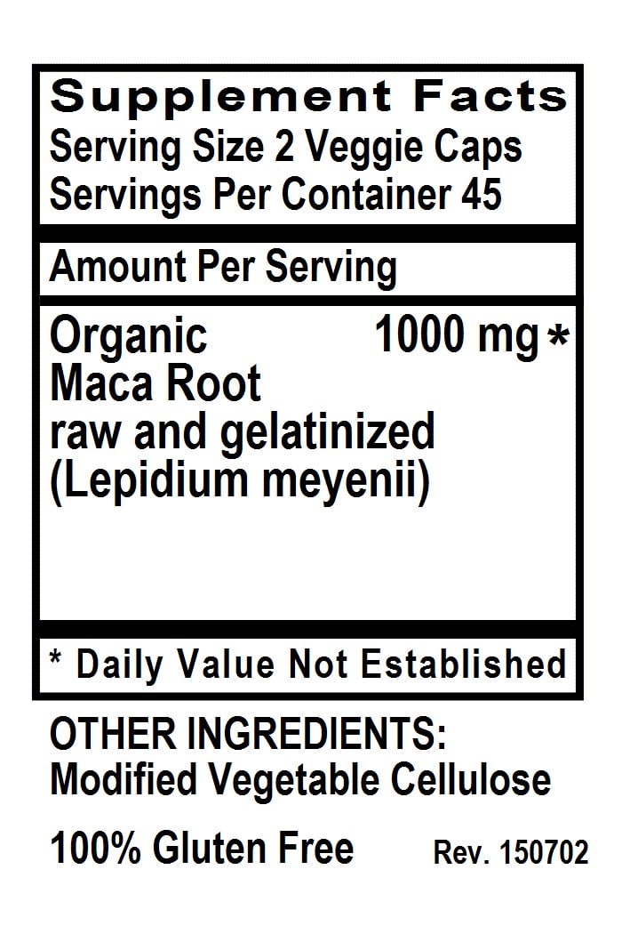 Betsy's Basics Maca Root Supplement Facts