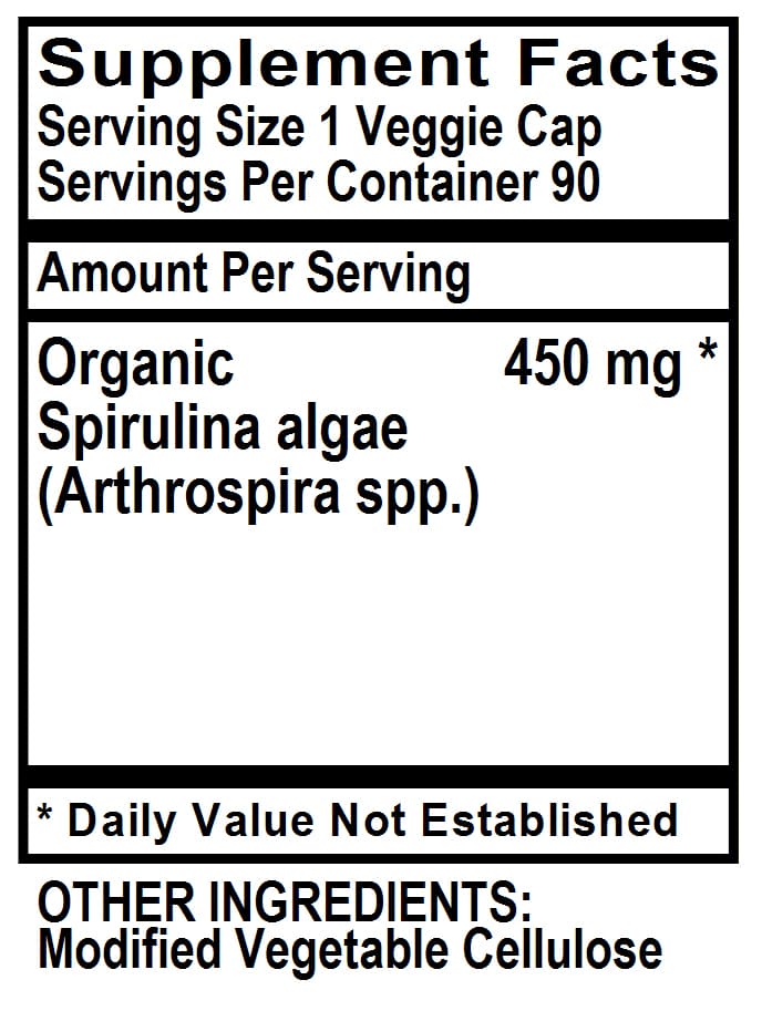 Betsy-s Basics Spirulina Supplement Facts